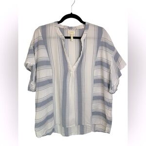 Matilda Jane w/ Joanna Gaines Blue / White 100% Cotton Women’s Blouse Sz Medium
